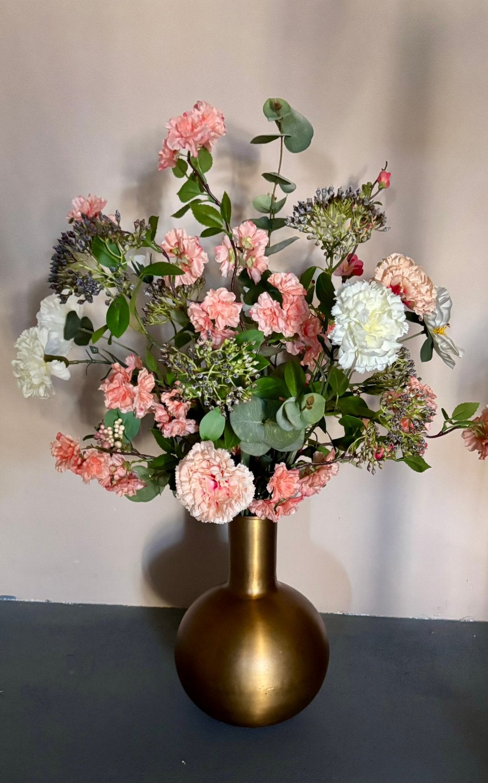 zijden bloemen boeket - Peach + Dutchbone design vaas 80 cm, Binnen, Www.discountfashioncorner.nl, Ophalen of Verzenden, Boeket