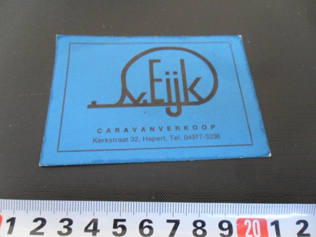sticker hapert caravan verkoop VAN EIJK kerkstraat 32, Verzamelen, Stickers, Ophalen, Zo goed als nieuw