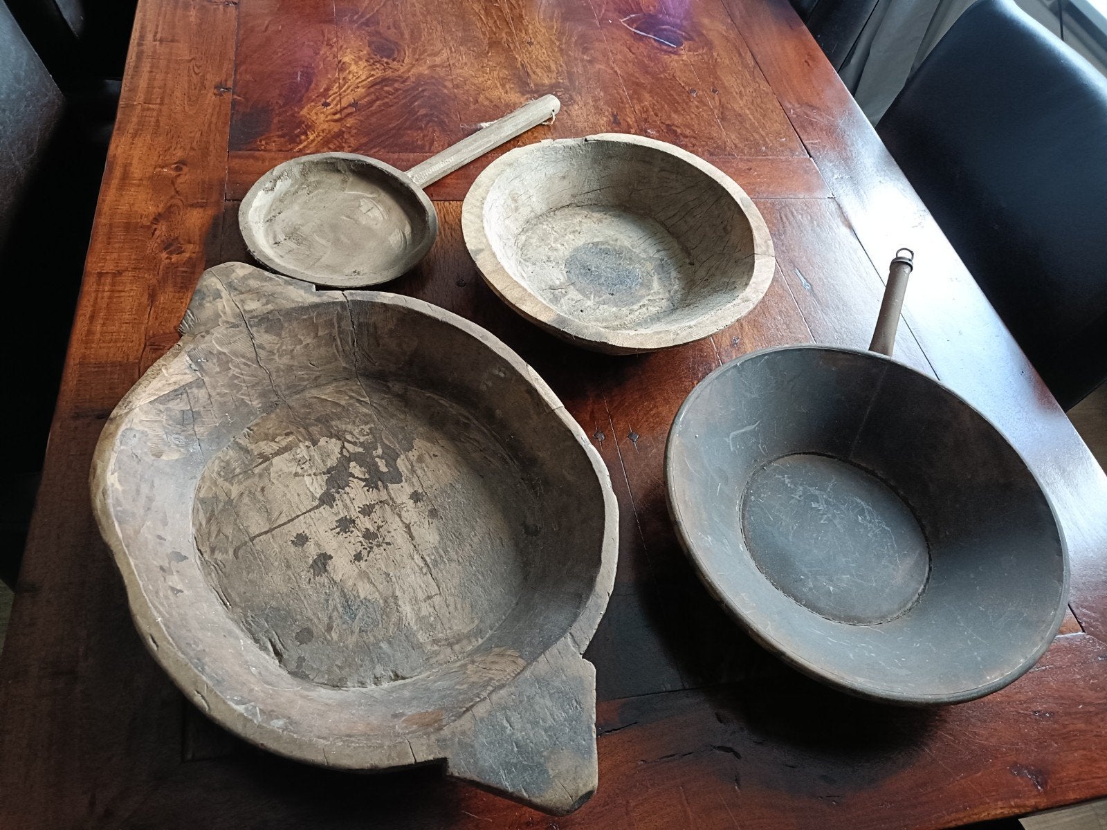 Nepalese houten schalen landelijk Hoffz izgs, Huis en Inrichting, Ophalen, Zo goed als nieuw, Rond