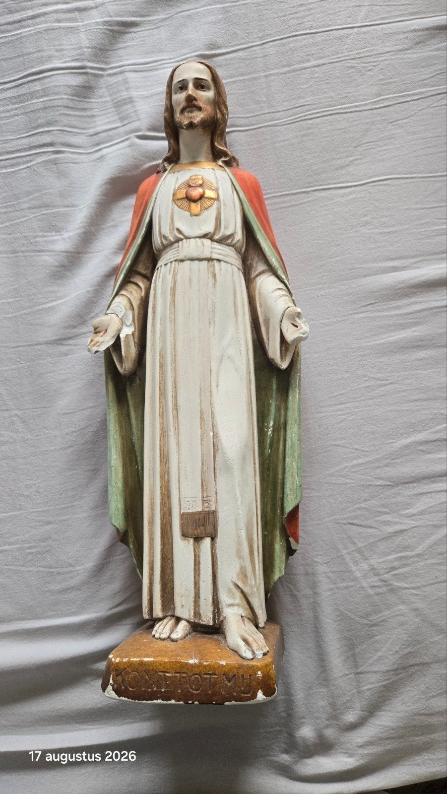 Vintage Heilig Hart Jezus beeld - Religieuze decoratie, Antiek en Kunst, Ophalen of Verzenden
