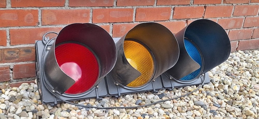 Origineel Amerikaans hangende verkeerslicht, komt uit Texas., Verzamelen, Ophalen, Gebruikt, Auto's