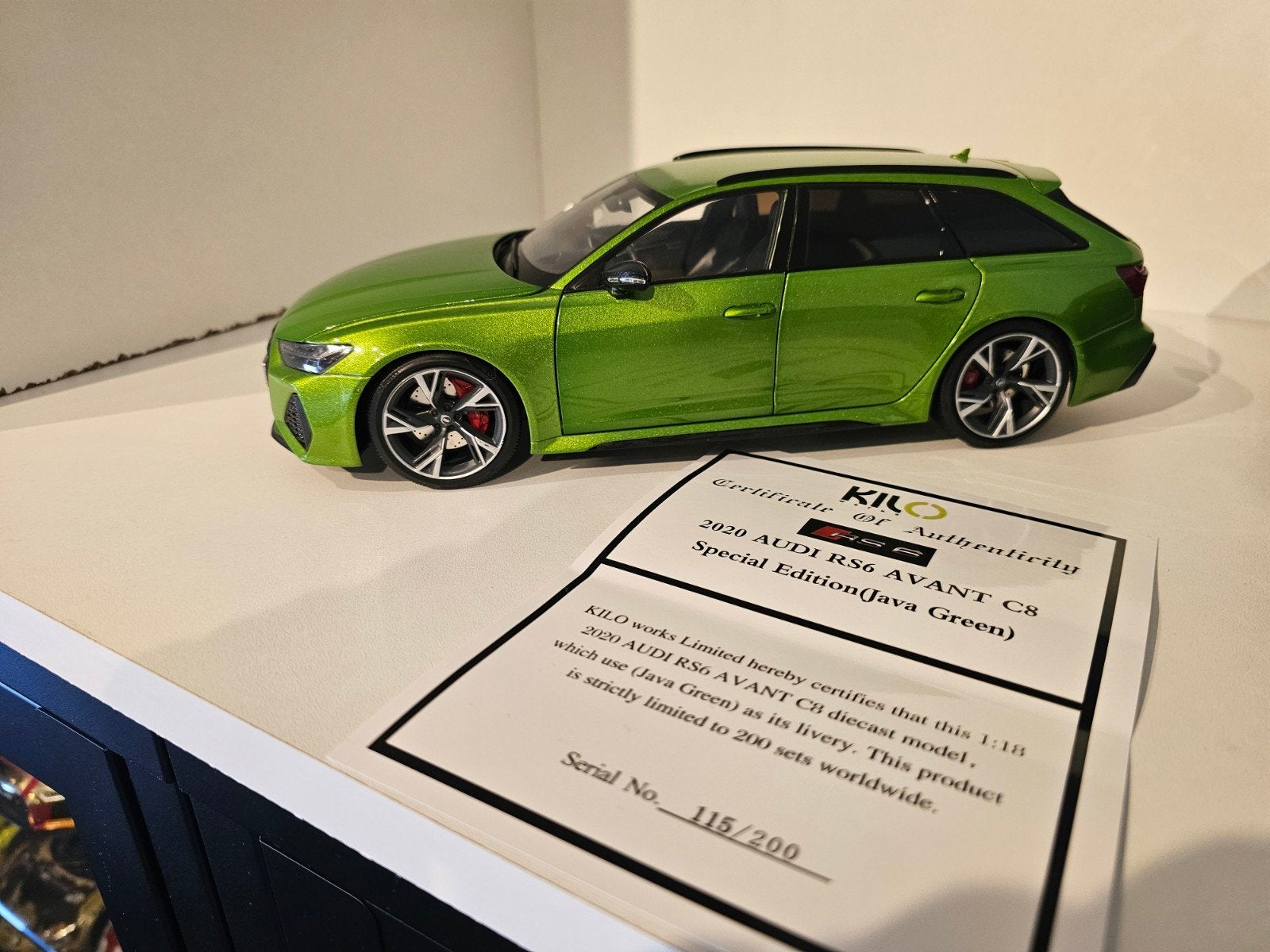 KILOWORKS Audi RS6 Avant Java Green 1:18 Special Edition, Hobby en Vrije tijd, Ophalen of Verzenden, Nieuw, Auto, Overige merken