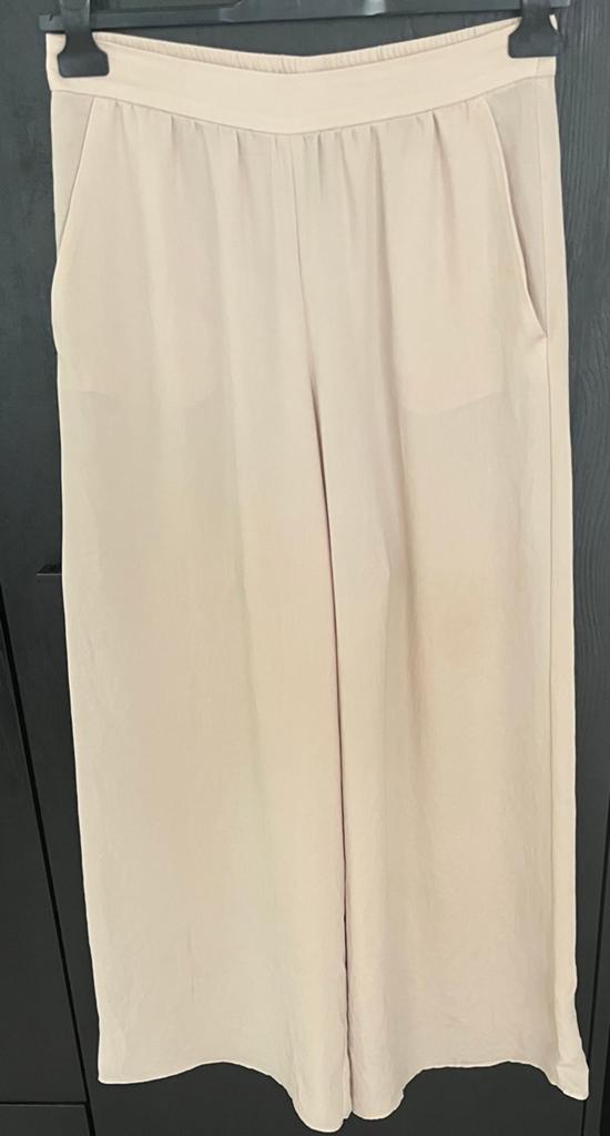 Marccain Elegante Zomerbroek Wijde Pijp Maat 36/38, Beige, Ophalen of Verzenden, Zo goed als nieuw, Maat 36 (S)