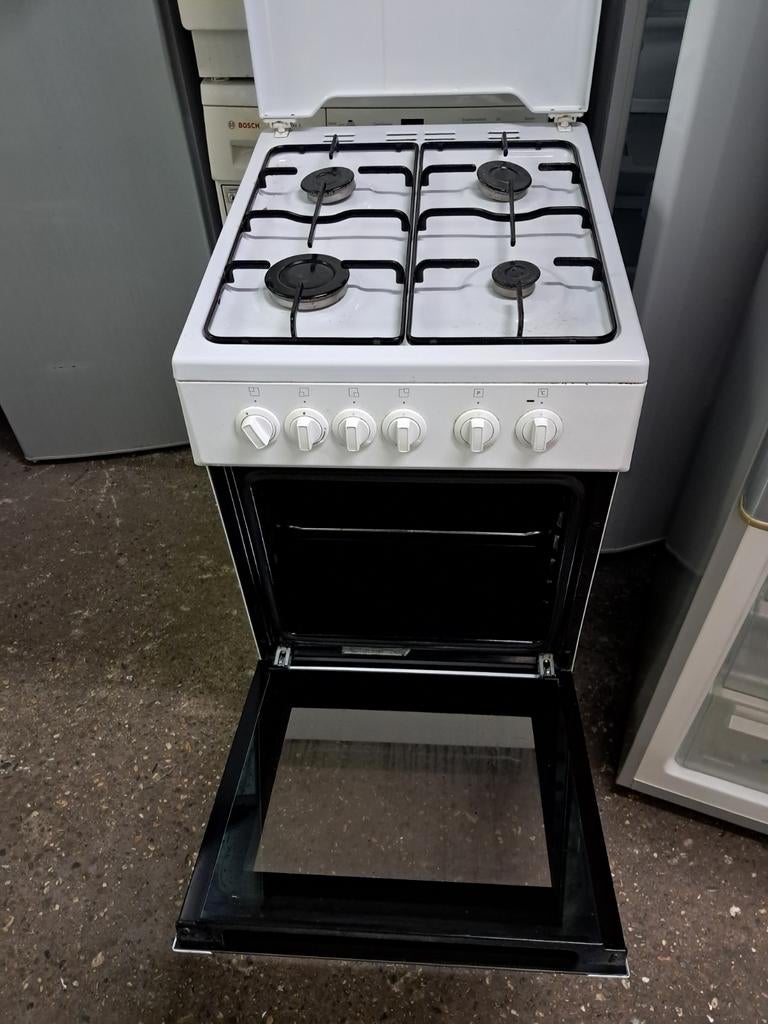 Dewa Vrijstaand Gasfornuis met Oven - Wit, Witgoed en Apparatuur, Fornuizen, Gebruikt, Vrijstaand, Gas, 4 kookzones, 85 tot 90 cm