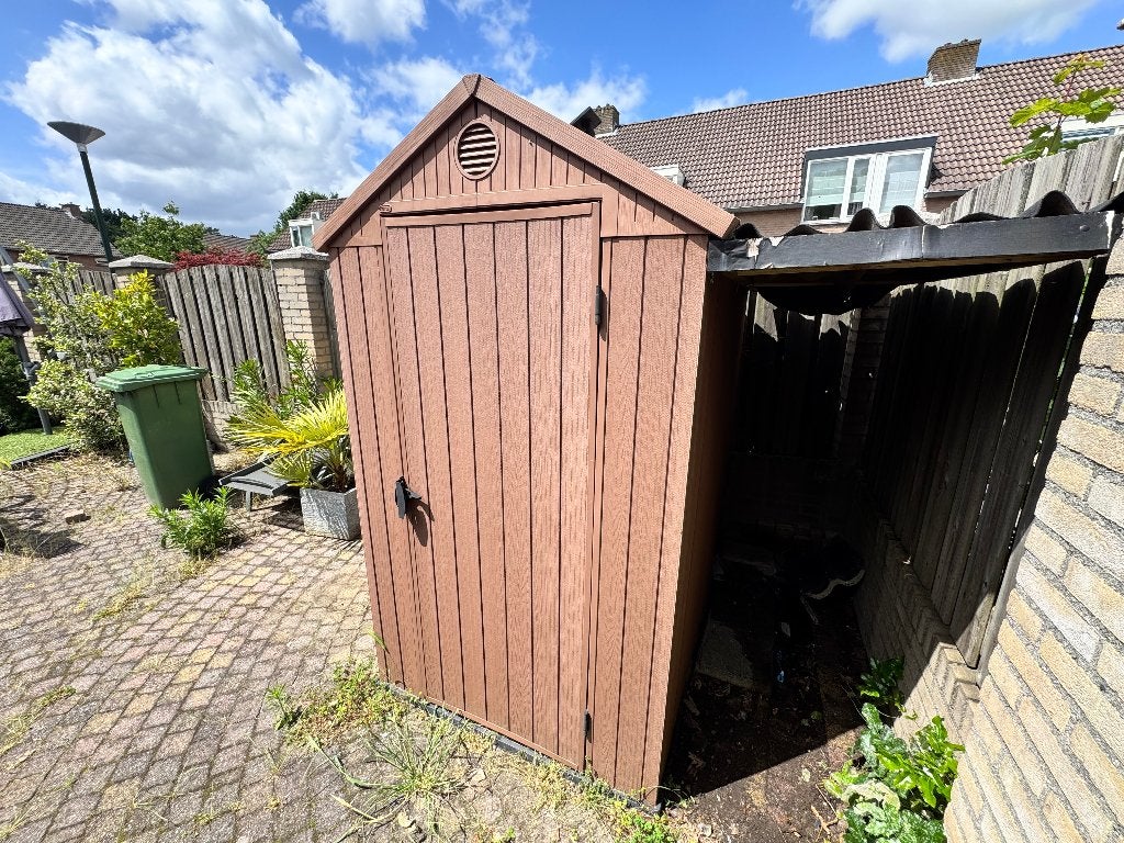 Kunststof Keter tuinhuisje - per midden augustus beschikbaar, Tuin en Terras, Tuinhuizen, Kunststof, Gebruikt, Tuinhuis, Minder dan 200 cm