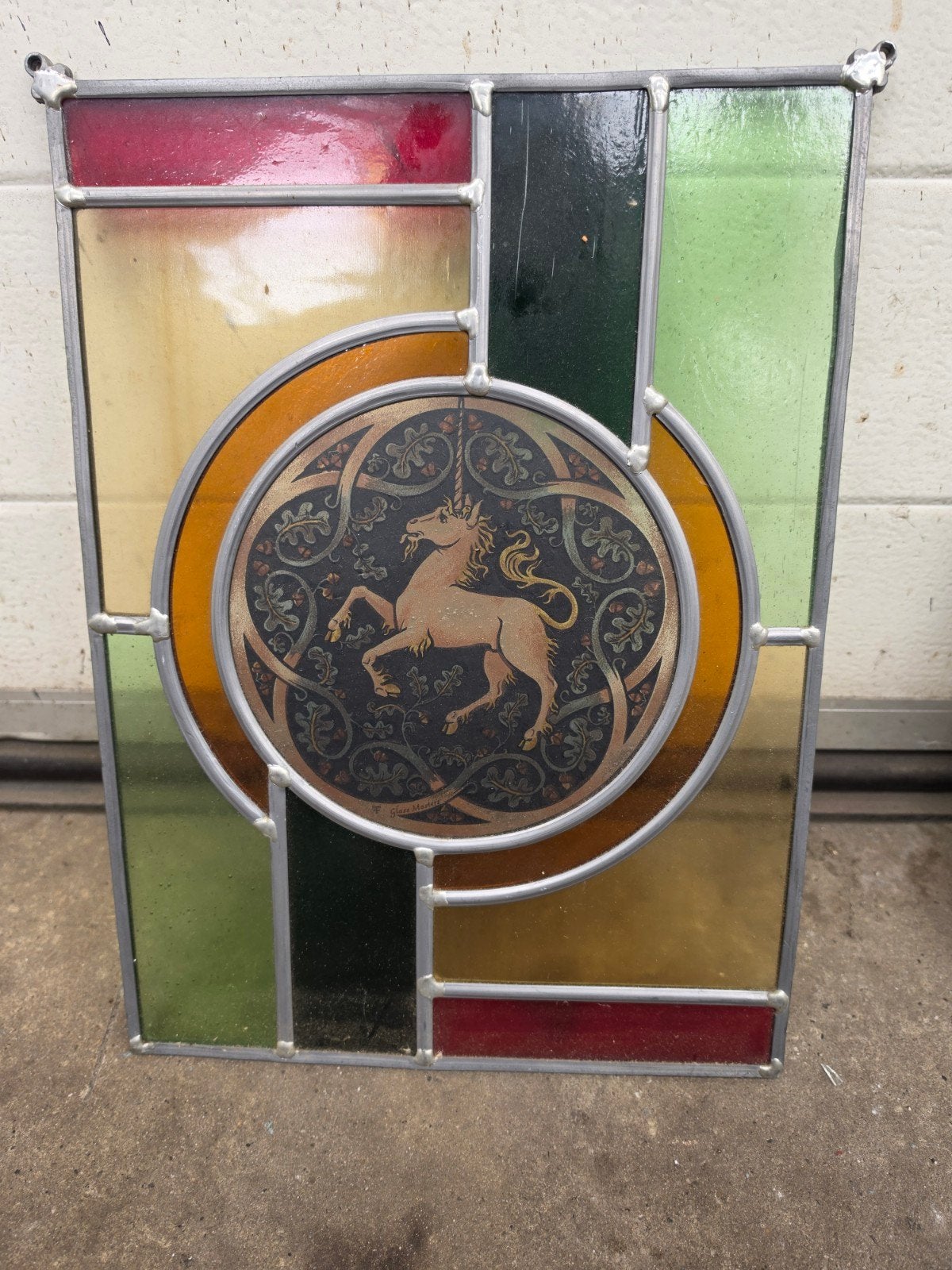 Diverse collectie glas-in-lood panelen, 10 stuks, Ophalen