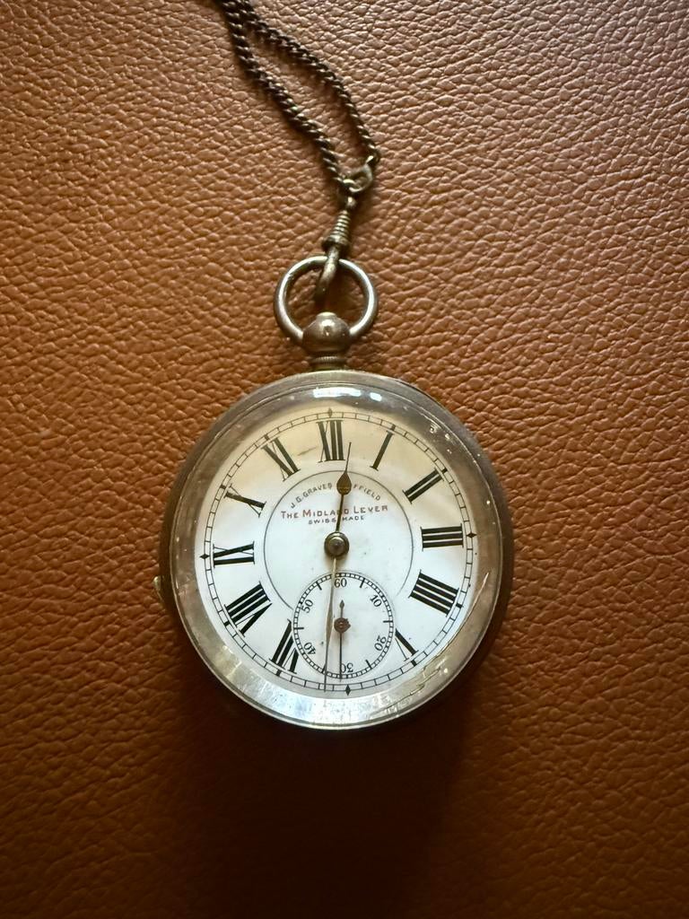 Antiek Zakhorloge - J.G. Graves The Midland Lever, Overige merken, Overige materialen, Zakhorloge, Ophalen of Verzenden