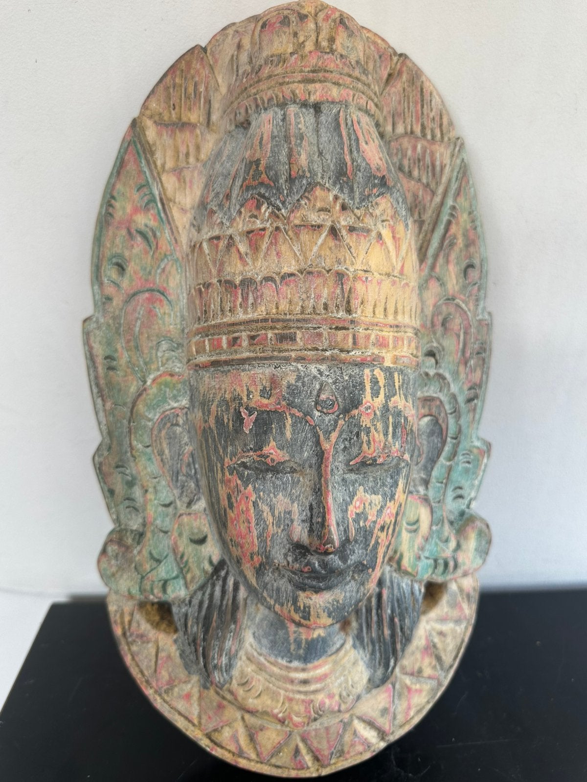 Handgesneden Wandchulptuur van Godheid Bali, Ophalen of Verzenden, Gebruikt