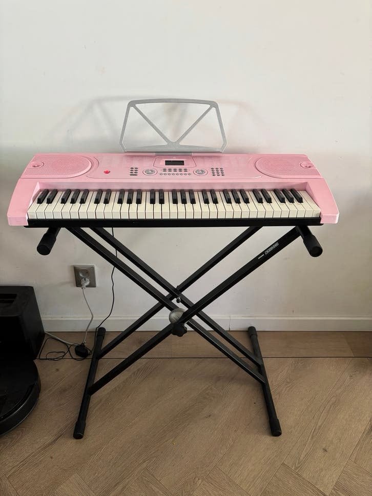 Kinder piano BAXX MUSIC - Roze keyboard met standaard, Overige merken, 61 toetsen, Ophalen of Verzenden, Zo goed als nieuw