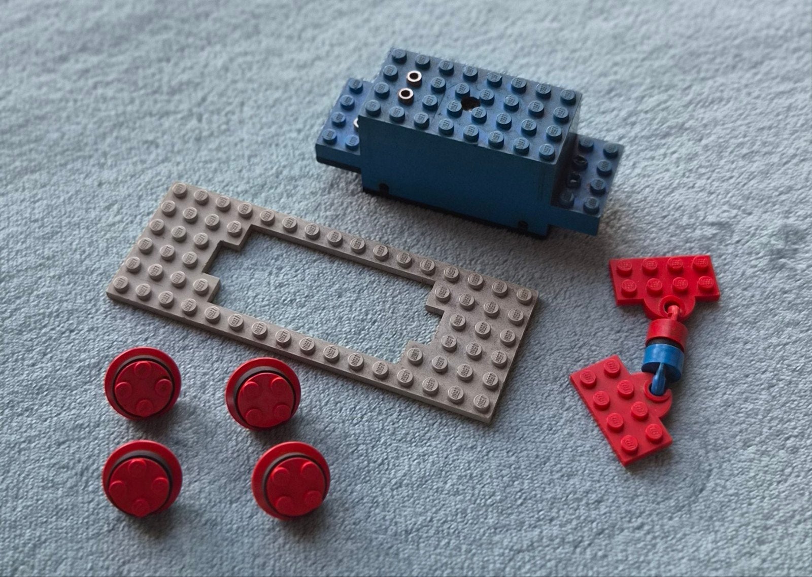 Lego trein 4,5 Volt locomotief motor Blauw + bouw plaat., Ophalen of Verzenden, Gebruikt, Losse stenen, Lego