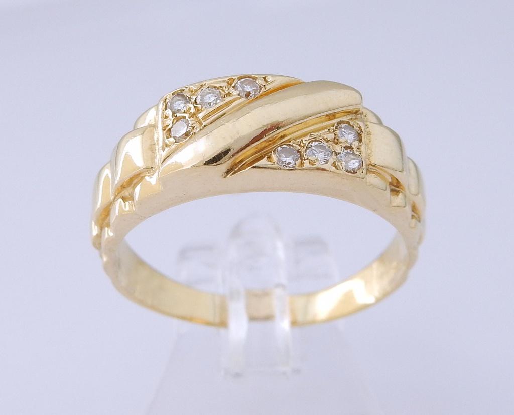 18 karaat Gouden Herenring Ring Diamanten M20, Jw, 20 of groter, Verzenden, Heer