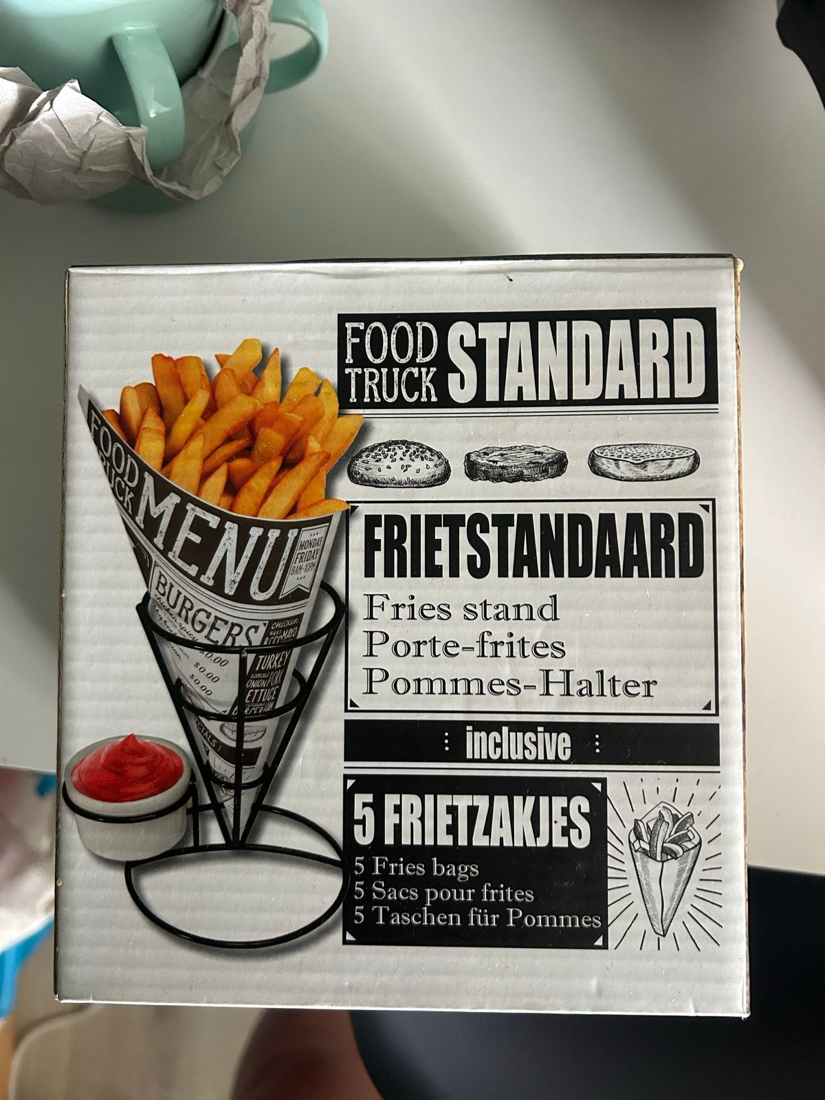 Frietstandaard met 5 frietzakjes - Food Truck Standard, Overige typen, Nieuw, Ophalen of Verzenden, Zwart