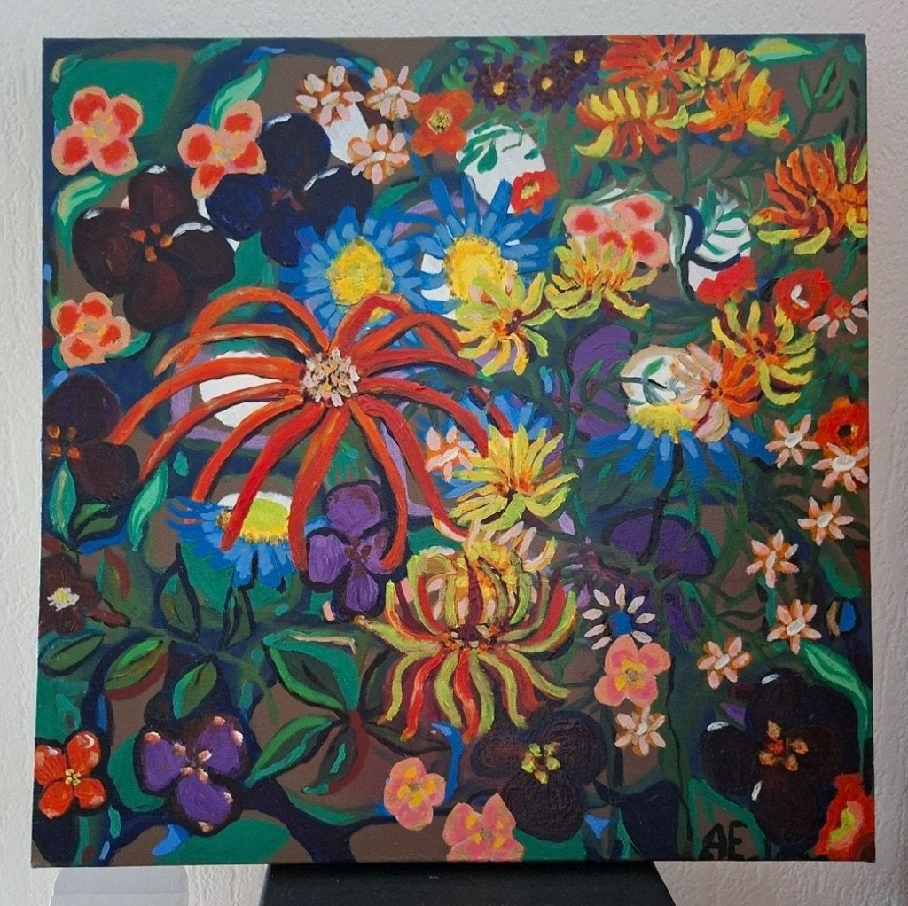 Modern schilderij olieverf bloemen, Huis en Inrichting, Woonaccessoires | Schilderijen, Tekeningen en Foto's, Ophalen, Oorspronkelijke maker