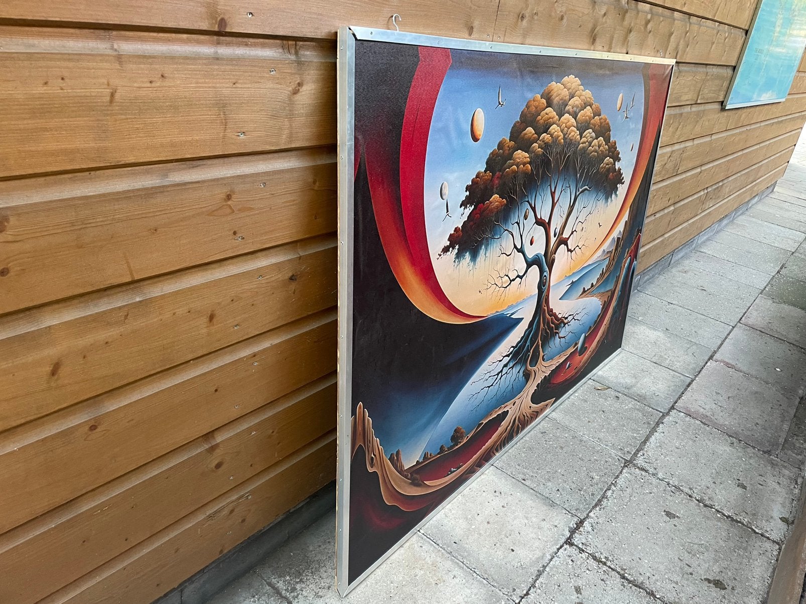 Print schilderij fantasieboom, Ophalen