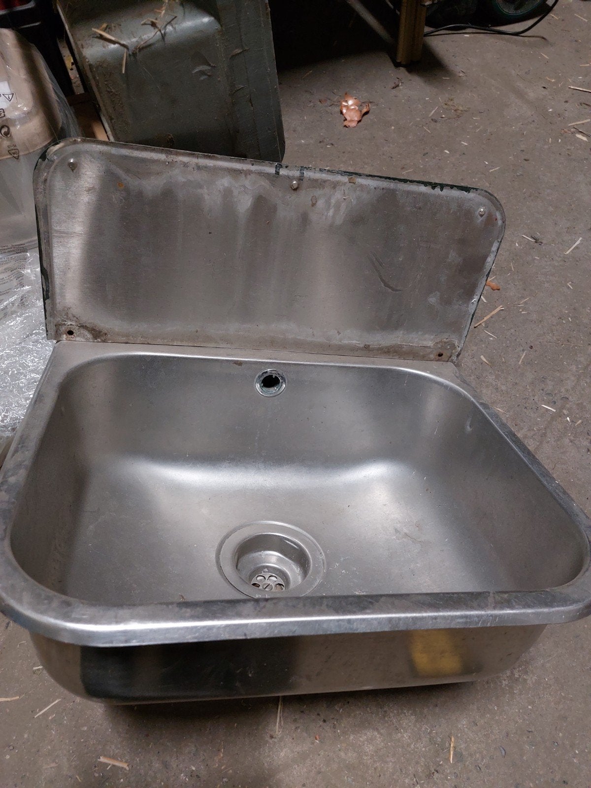 RVS wasbak 50x40cm met achterpaneel, Doe-het-zelf en Verbouw, Sanitair, Ophalen of Verzenden, Gebruikt, Rvs, Wastafel