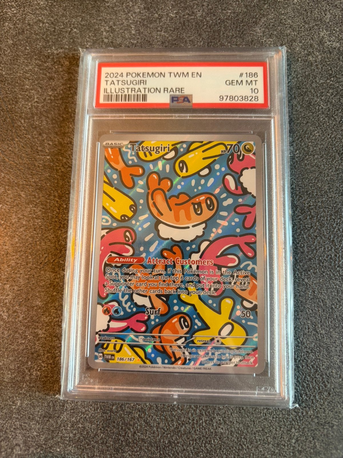Tatsugiri 186 Twilight Masquerade Pokémon Graded PSA 10, Ophalen of Verzenden, Zo goed als nieuw