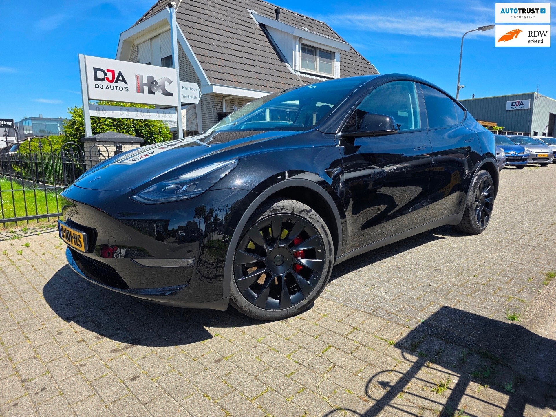 Tesla Model Y Long Range AWD 75 kWh Garantie pakket mogelijk, Auto's, Tesla, Automaat, Gebruikt, Zwart, Origineel Nederlands
