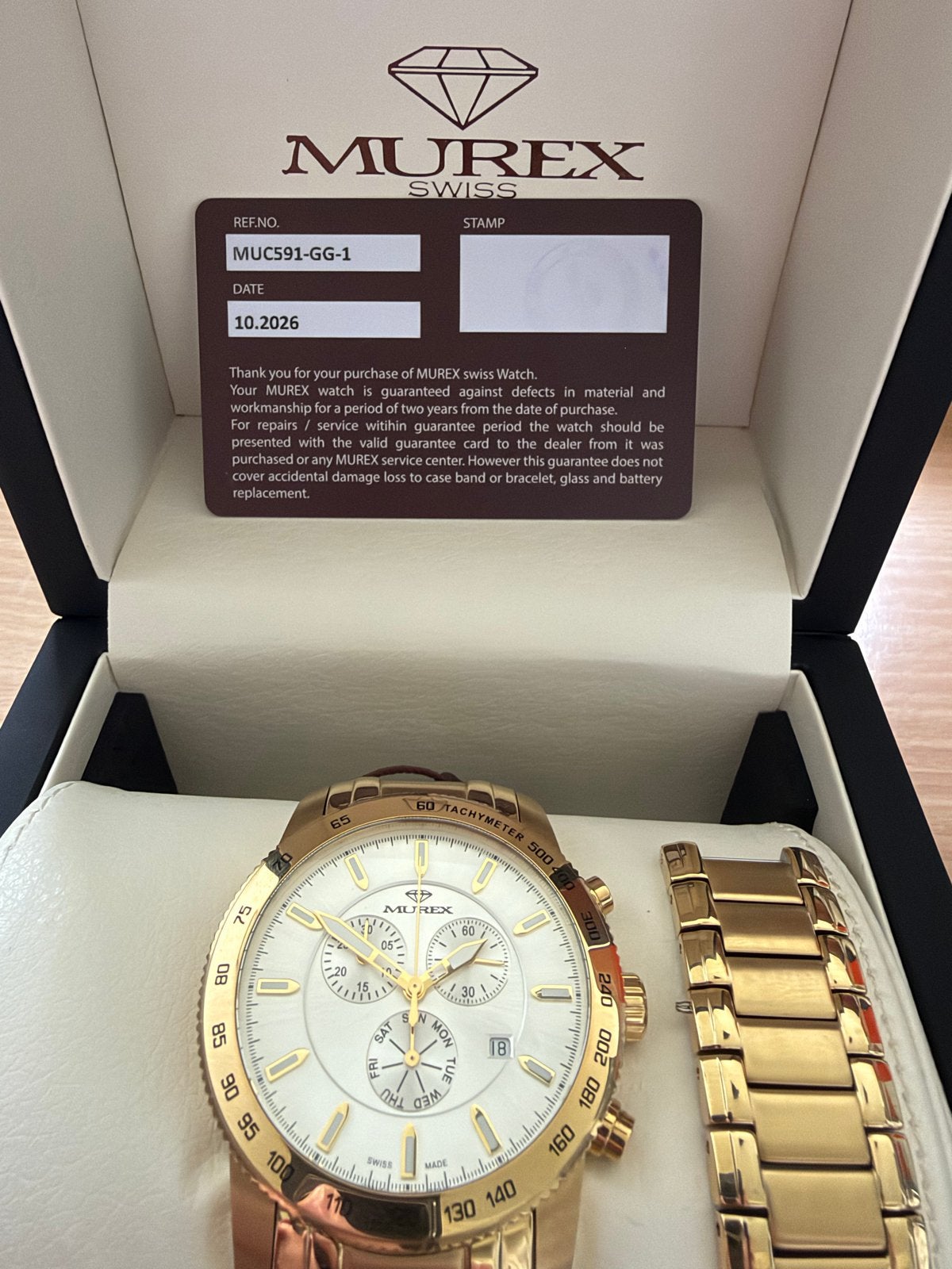 Murex Swiss Horloge - Goudkleurig - Ruilen is ook een optie, Sieraden, Tassen en Uiterlijk, Overige merken, Staal, Staal, Polshorloge
