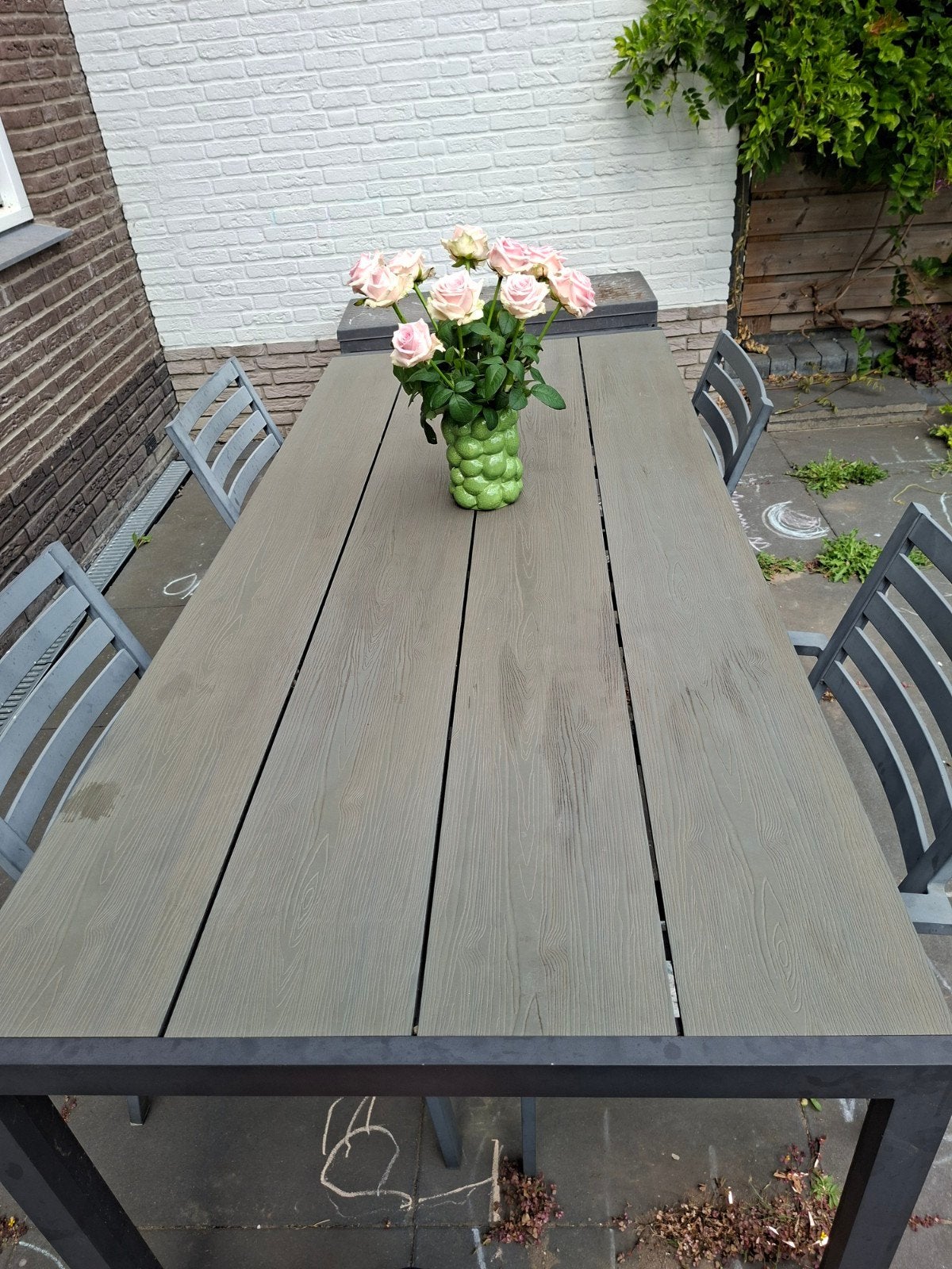tuintafel met 4 stoelen, Ophalen, Gebruikt, Rechthoekig
