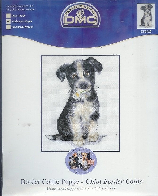 Cado OPRUIMING dmc borduurpakket BORDER COLLIE PUPPY, Ophalen of Verzenden, Nieuw, Handborduren, Borduurpakket
