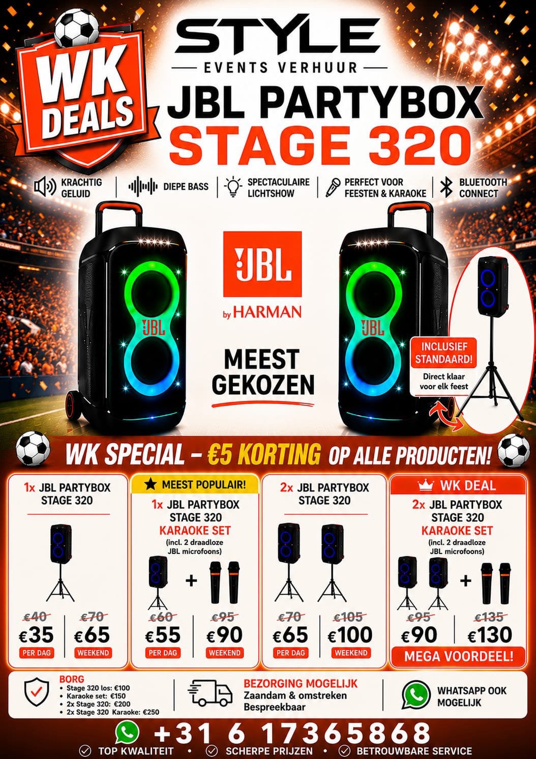 Te huur JBL Party box evt met karaoke, Ophalen, Nieuw, JBL