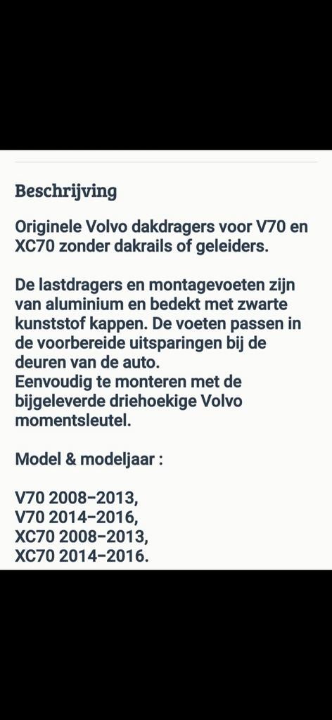Originele Volvo dakdragers V70 XC70, Ophalen of Verzenden