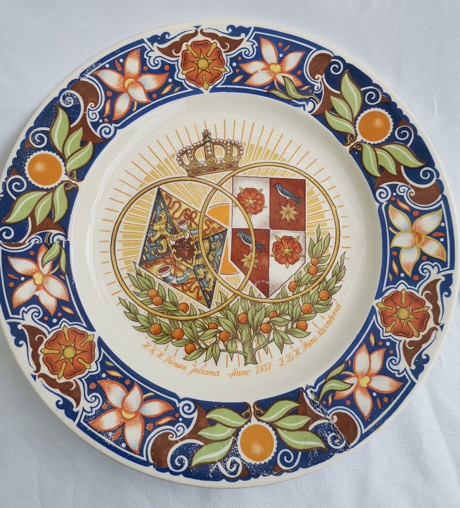 Vintage Koninklijk bord Jamin Huwelijk Juliana Bernhard 1937, Verzamelen, Koninklijk Huis en Royalty, Ophalen of Verzenden, Zo goed als nieuw