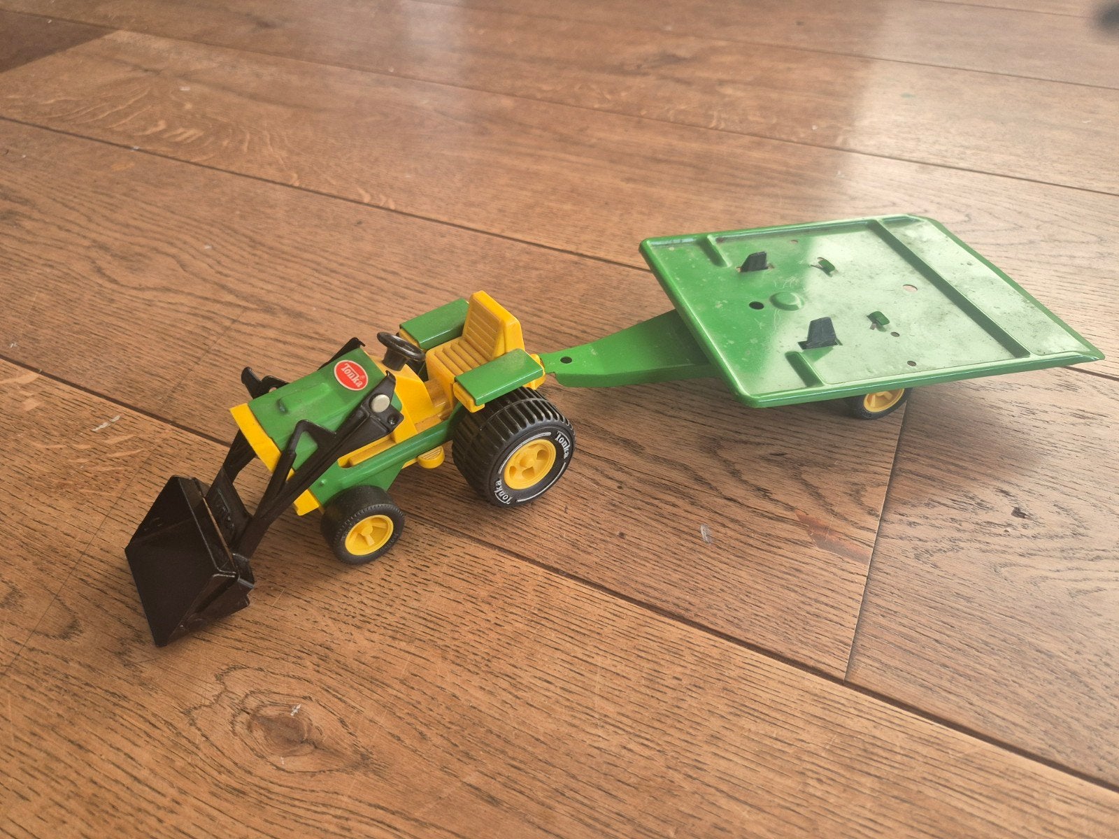 Vintage speelgoed tractor met aanhanger, Ophalen, Gebruikt