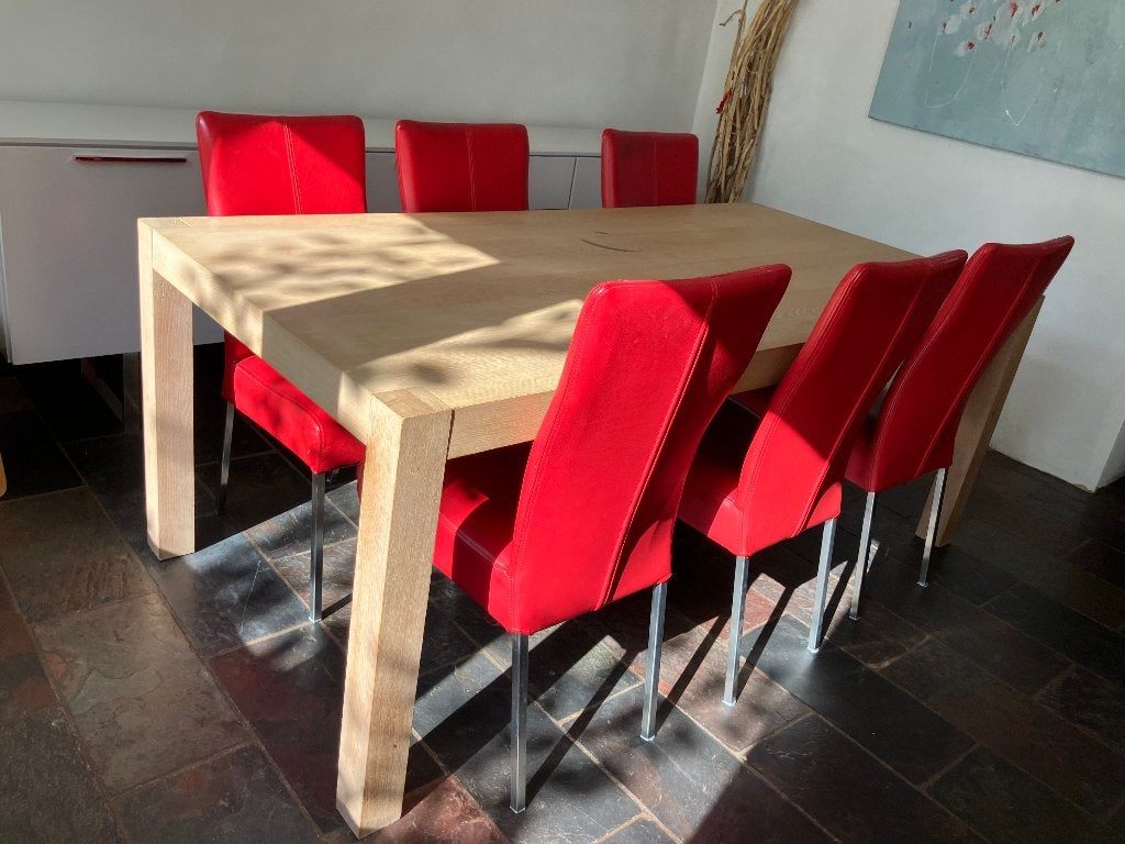 Rode eetkamerstoelen met chromen poten (set van 6), Ophalen, Gebruikt, Modern, Vijf, Zes of meer stoelen