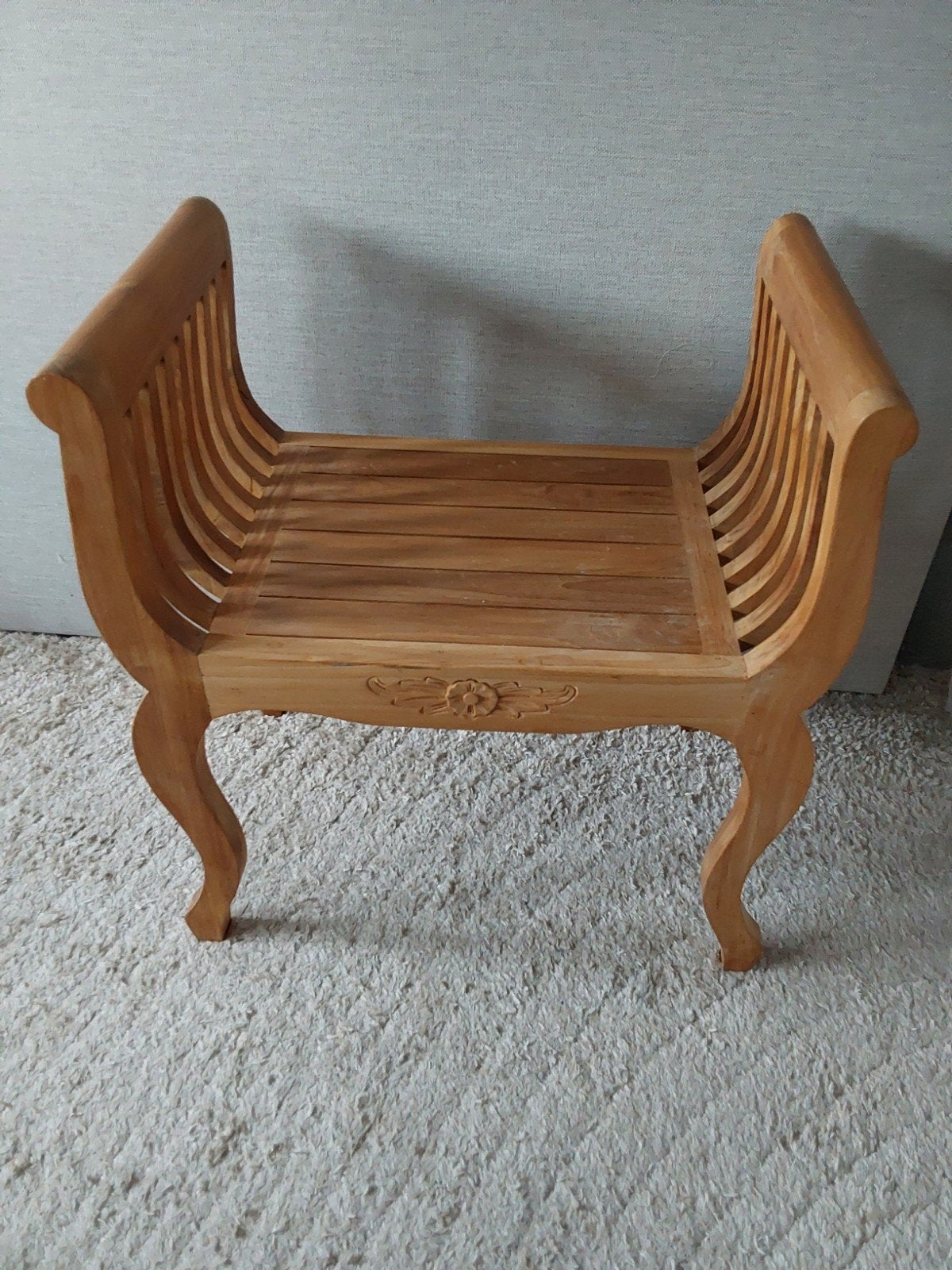 Teakhouten krukje / bankje - 26x60x64 cm, Ophalen, Gebruikt, Hout
