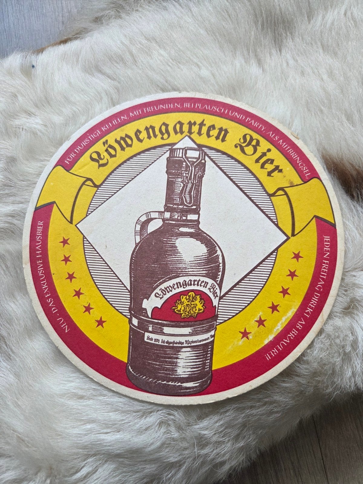Vintage Löwengarten Bier Viltje - Hausbier, Verzamelen, Ophalen of Verzenden, Gebruikt, Viltje(s), Overige merken