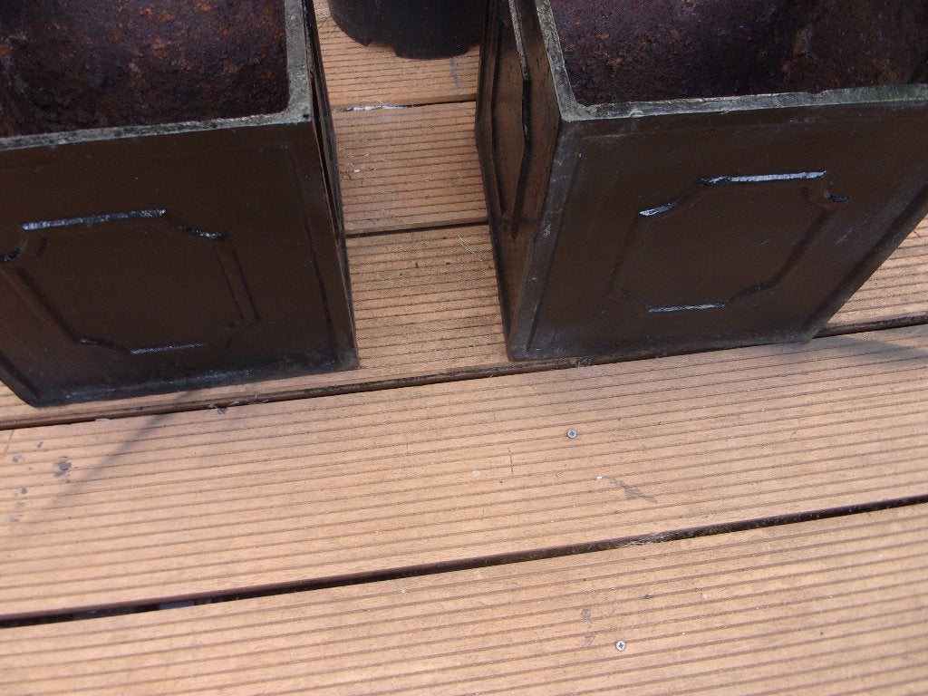Set van 2 gietijzeren plantenbakken, Ophalen, Gebruikt, Minder dan 60 cm, Vierkant
