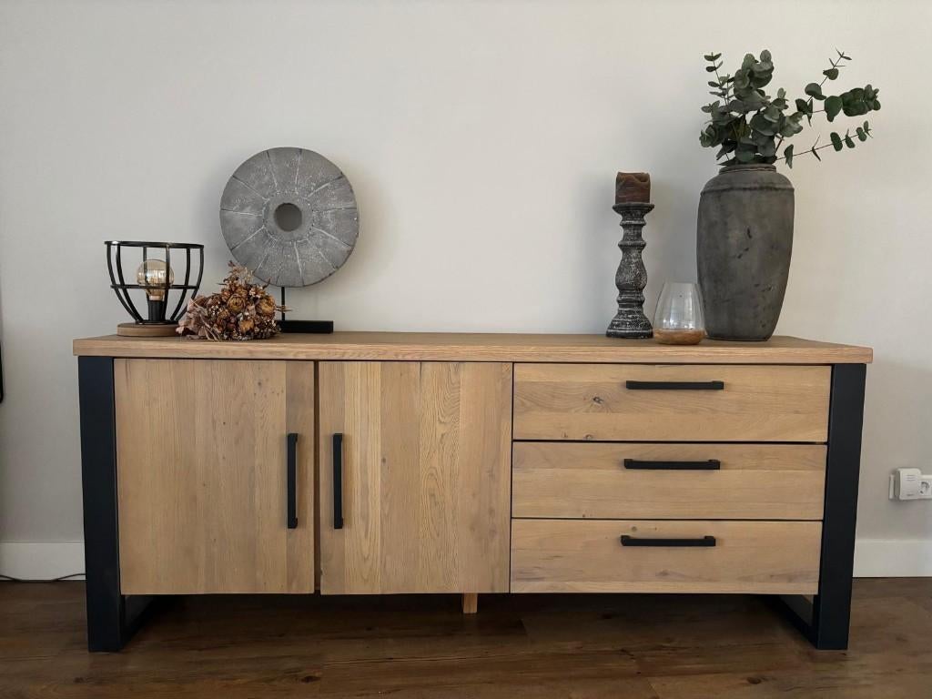 Eiken tv-meubel + dressoir, Ophalen, Gebruikt, Met deur(en), Eikenhout