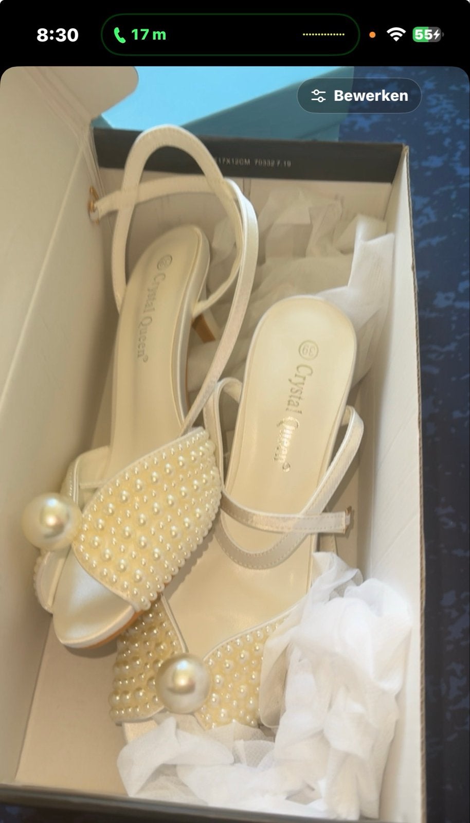 Elegante witte pumps met parels - Maat 39, Ophalen of Verzenden, Zo goed als nieuw, Wit, Pumps