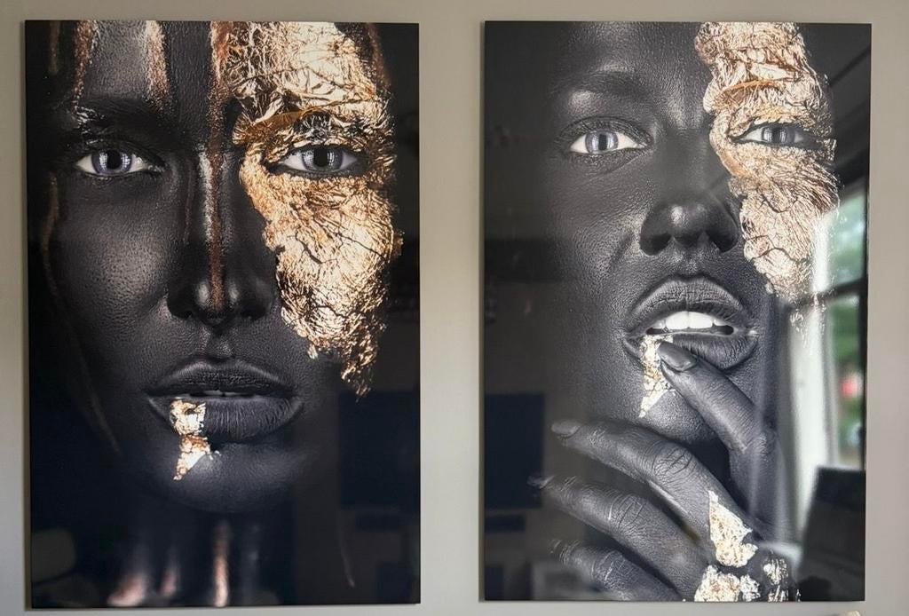 Plexi glas Zwart & Goud Portretten 120 x 180, Ophalen