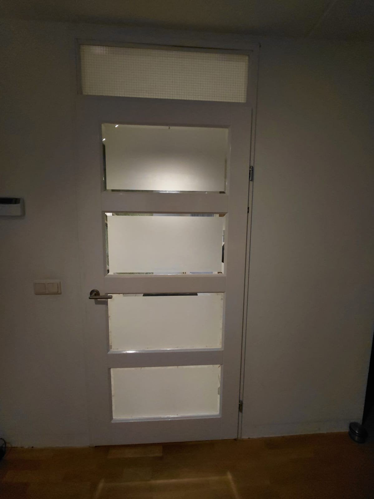 Opdekdeur binnen 210 x 95 cm met facetglas, Ophalen, Gebruikt, 80 tot 100 cm, Binnendeur