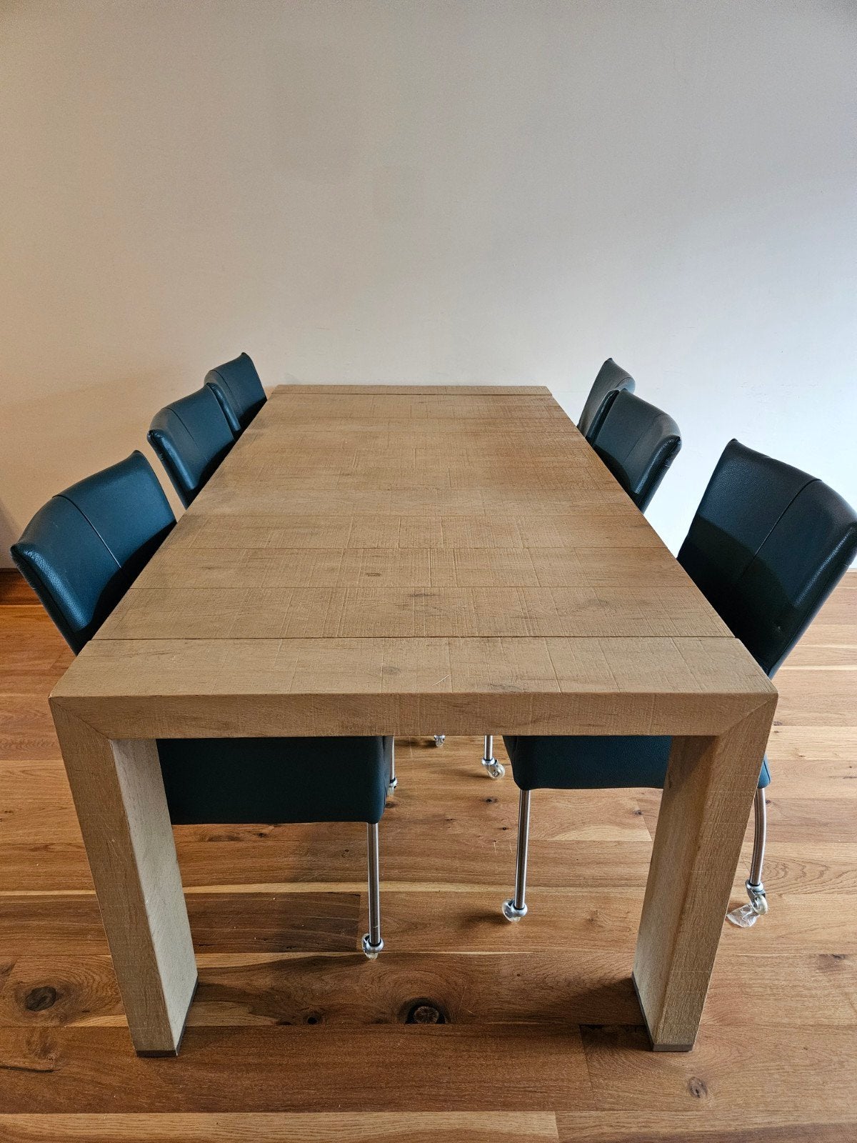 Uitschuifbare eikenhouten eettafel 200-240x100 cm, Eikenhout, 200 cm of meer, Zo goed als nieuw, Vijf personen of meer