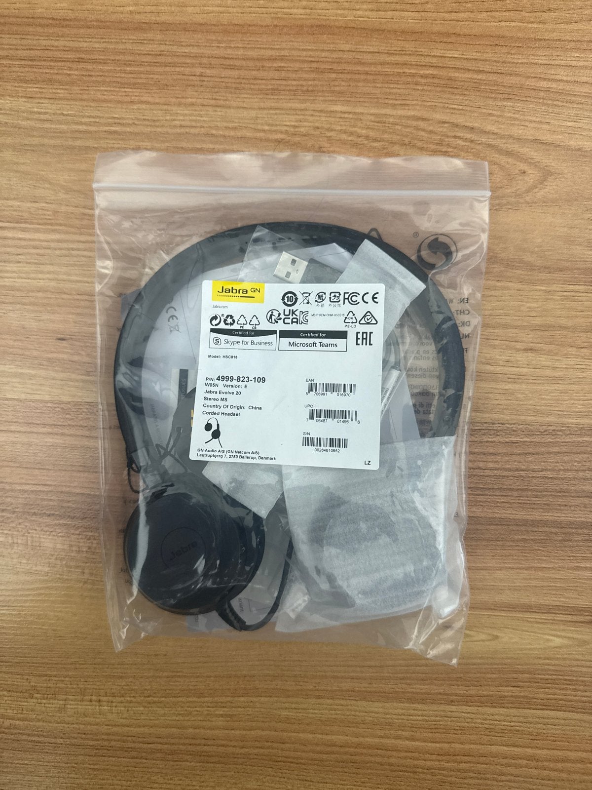 Jabra Evolve 20 Stereo MS Bedrade Headset, Computers en Software, Nieuw, On-ear, Ophalen of Verzenden, Volumeregelaar