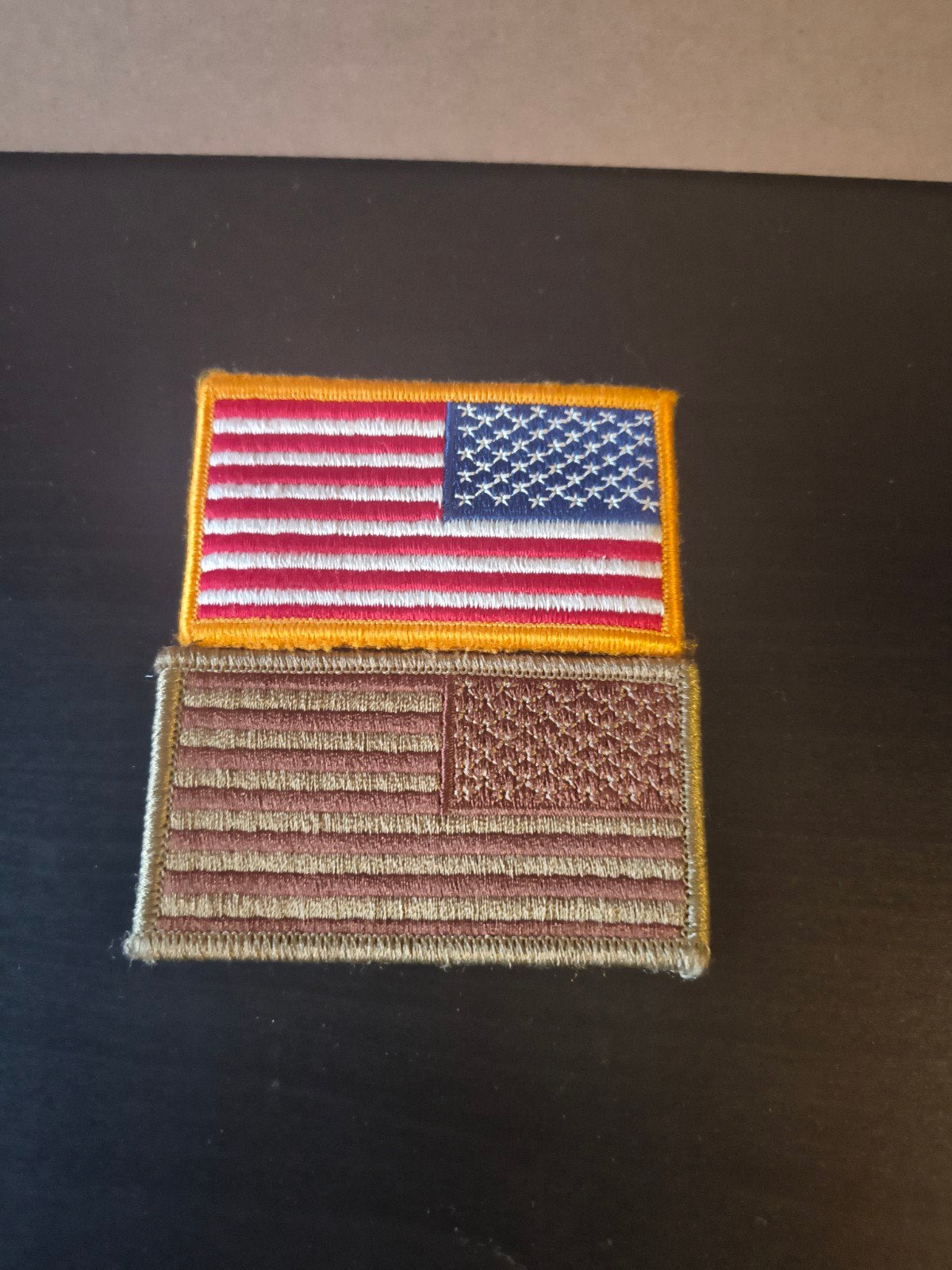 US Army Vlag Emblemen - Kleur en Subdued, Verzamelen, Ophalen, Landmacht, Amerika, Embleem of Badge