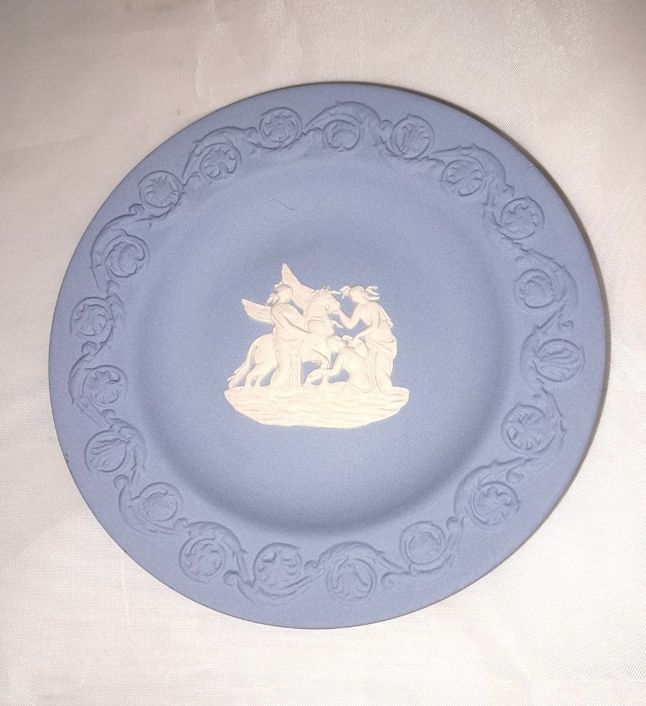 Wedgwood Jasperware Blue pin tray Pegasus met Muzen 11 cm Ø, Ophalen of Verzenden