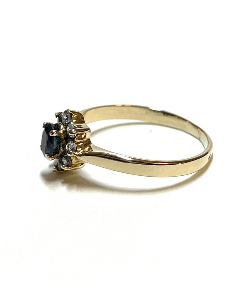 14k gouden ring met saffier en zirkonia, Sieraden, Tassen en Uiterlijk, Ringen, -, -, Ophalen of Verzenden, Dame