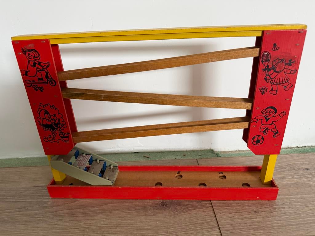 Vintage Houten Knikkerbaan Speelgoed, Ophalen, Gebruikt, Rij- of Hobbelspeelgoed