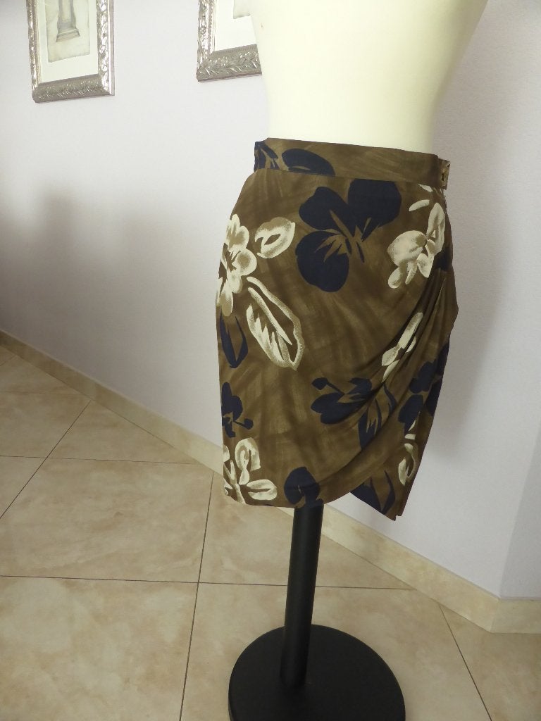 Max Mara 100% Zijde Rokje - Kaki, Blauw, Ecru - Maat 38, Kleding | Dames, Maat 38/40 (M), Meerkleurig, Max Mara, Ophalen of Verzenden