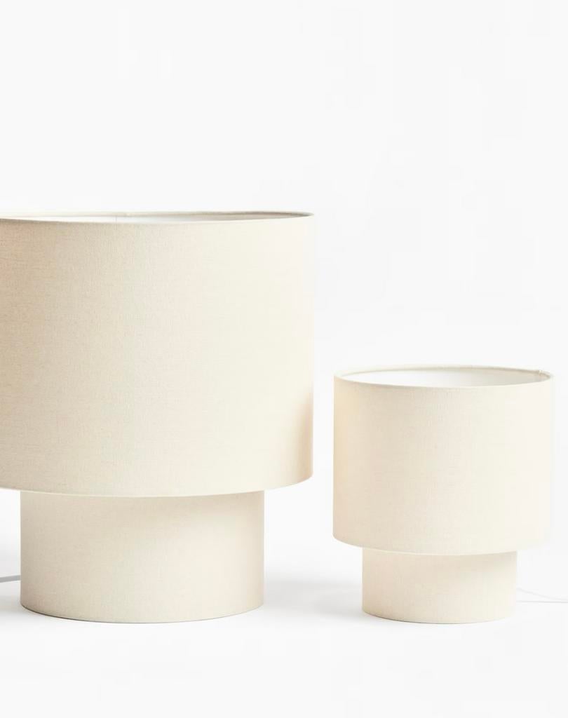 Tafellamp 2x (groot & klein) linnen H&M Home, Huis en Inrichting, Lampen | Tafellampen, Ophalen, Zo goed als nieuw, Minder dan 50 cm