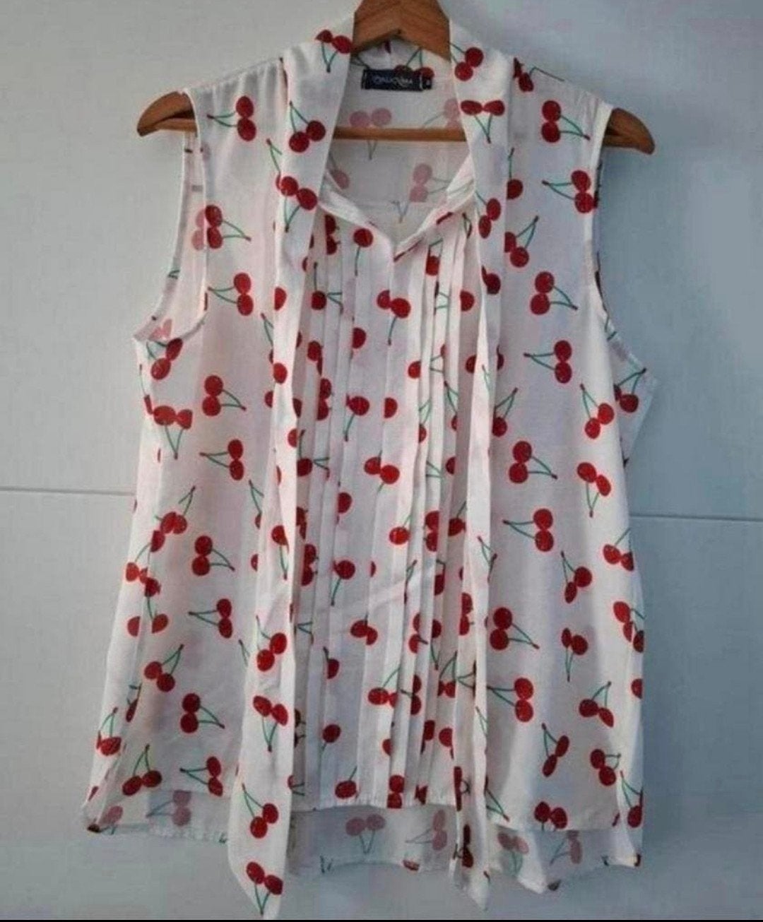 Frisse witte blouse met kersmotief Perla Nera maat M 40/42, Kleding | Dames, Wit, Ophalen of Verzenden, Zo goed als nieuw, Maat 38/40 (M)