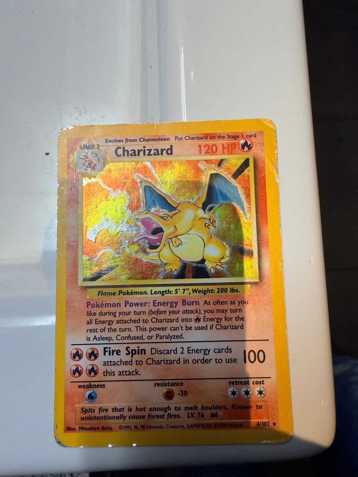 Pokémon Charizard 4/102 Base Set Holo (Engels), Ophalen, Gebruikt, Losse kaart, Foil