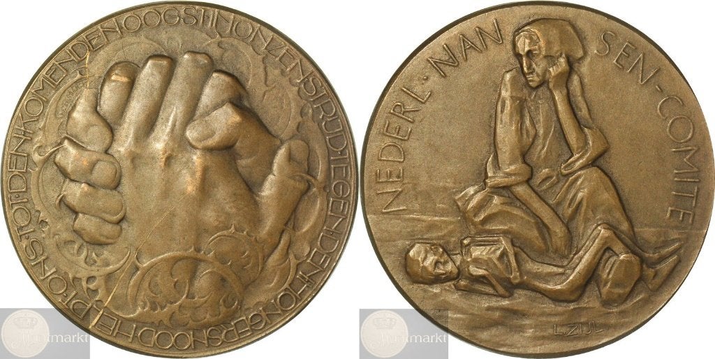 Steunpenning - 1923 'Nederlandsch Nansen-Comité hongersnood', Ophalen of Verzenden, Brons, Nederland