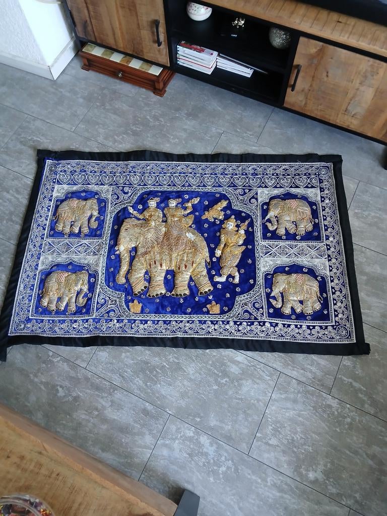 Antiek kalaga of wandkleed  thai/ Indische handgemaakte, Antiek en Kunst, Ophalen of Verzenden