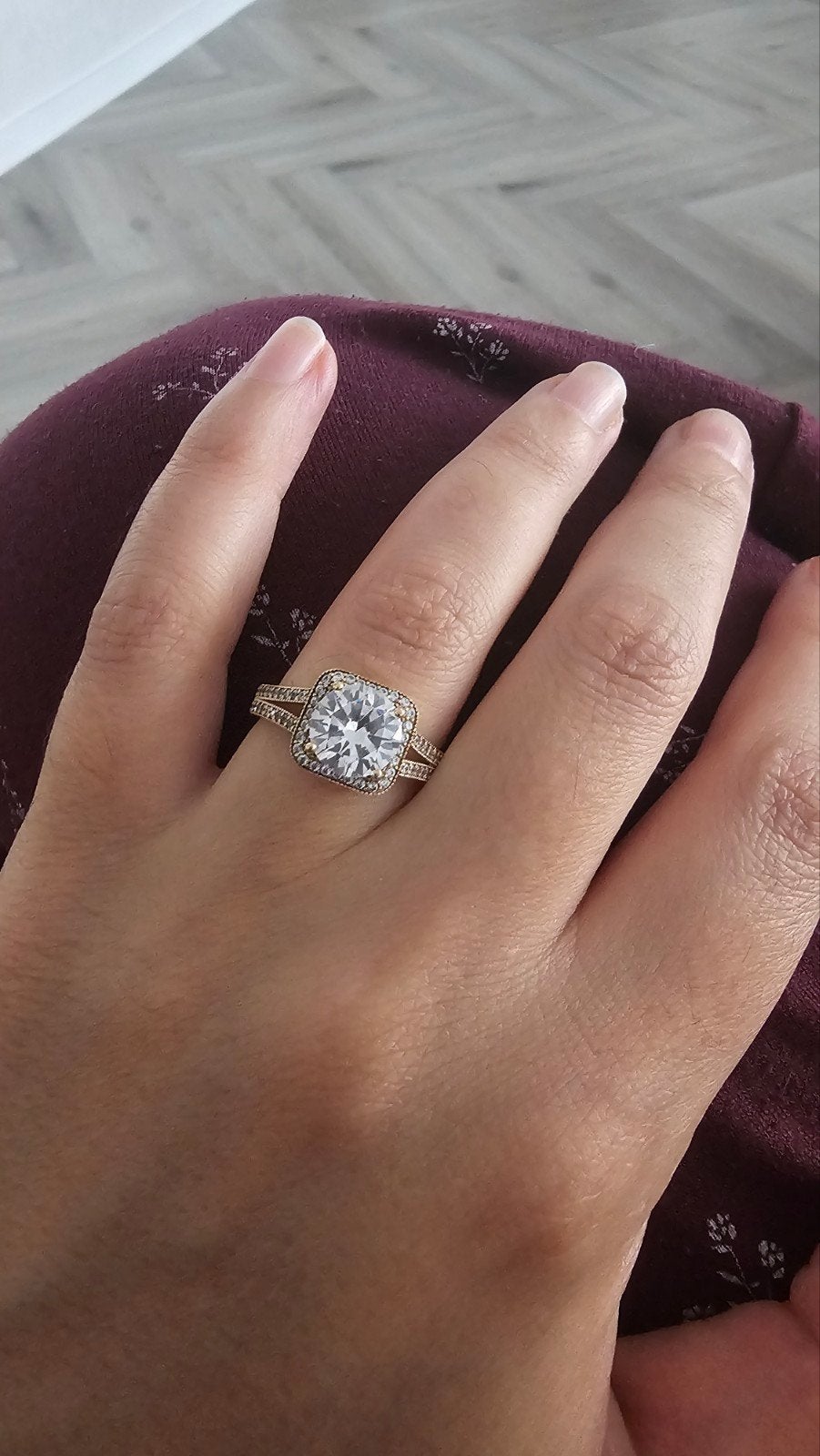Echt Gouden Ring 585 met Steen, Gebruikt, Ophalen of Verzenden, 17 tot 18, Met edelsteen