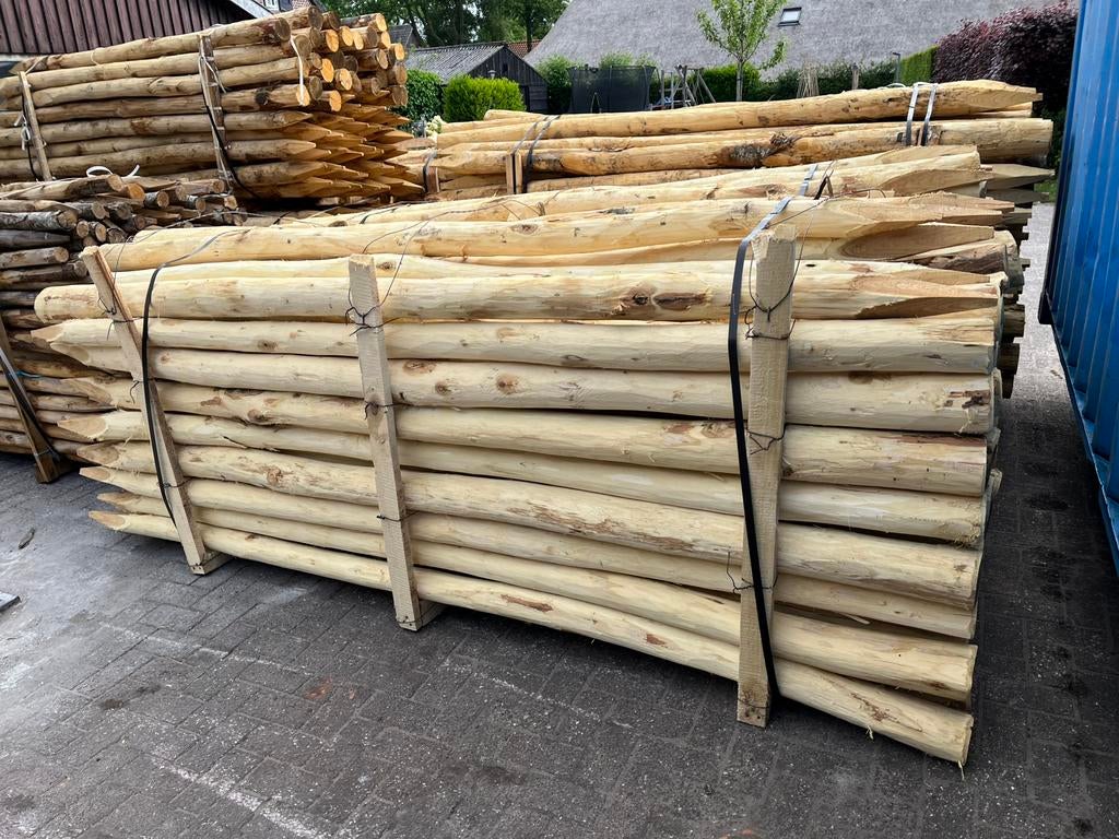 Kastanje palen afrastering schutting natuurlijk hout oprit, Tuin en Terras, Palen, Balken en Planken, Ophalen of Verzenden, Nieuw